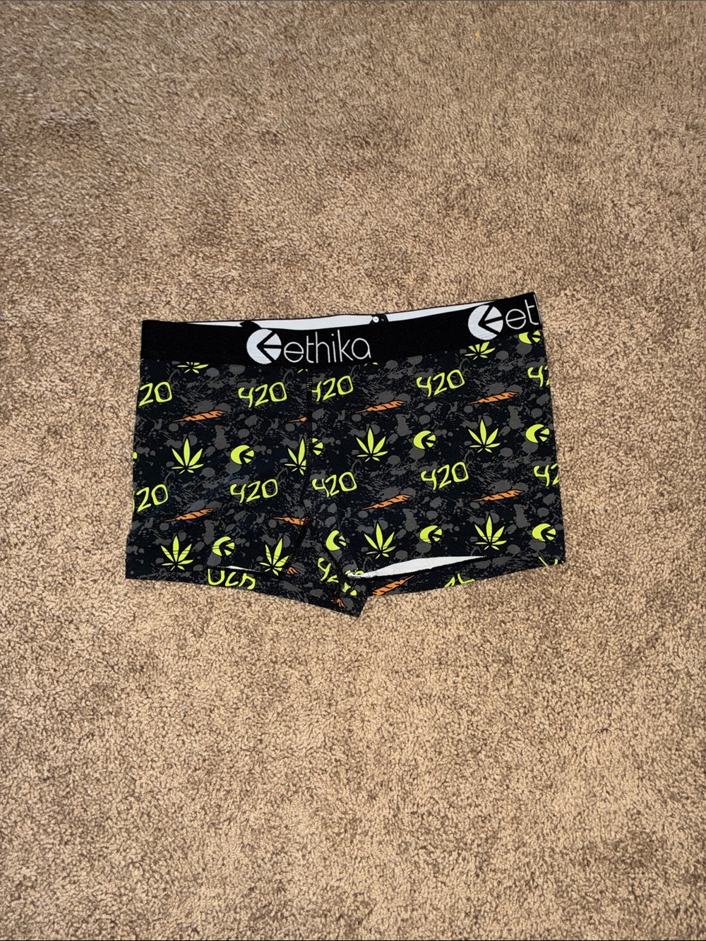 Ethika Black Neon 420 Print Boxer Briefs